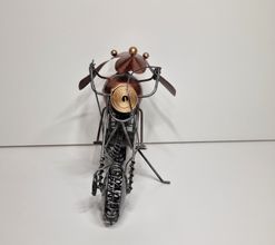 Metallkonst, skulptur. Mus på motorcykel (158 gram)