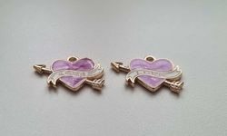 2 st hjärtan med pil, hjärtberlocker, charms / berlocker