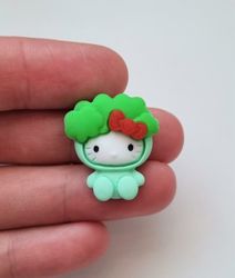 1 st grön Kawaii figur, flatback för dekoration, scrapbooking mm