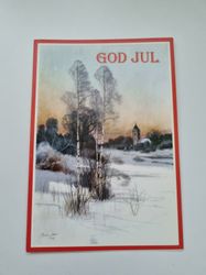Vykort - Dubbelt vykort / Julkort, signerat