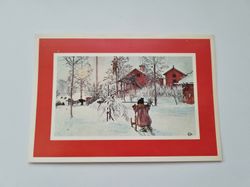 Vykort - Dubbelt vykort / Julkort Gården och brygghuset, Carl Larsson