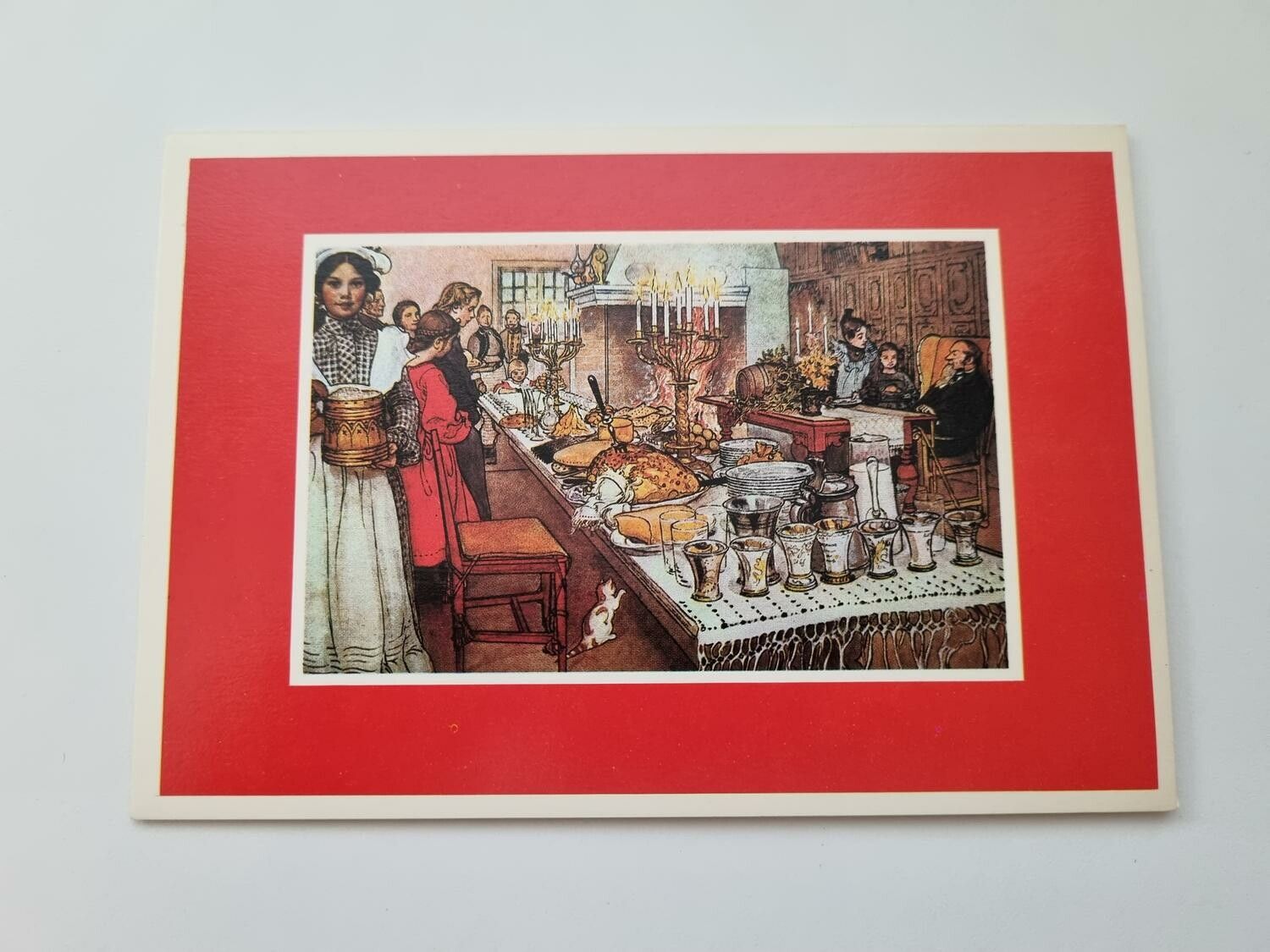 Vykort - Dubbelt vykort / Julkort Julbordet, Carl Larsson