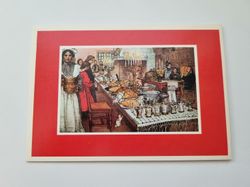Vykort - Dubbelt vykort / Julkort Julbordet, Carl Larsson