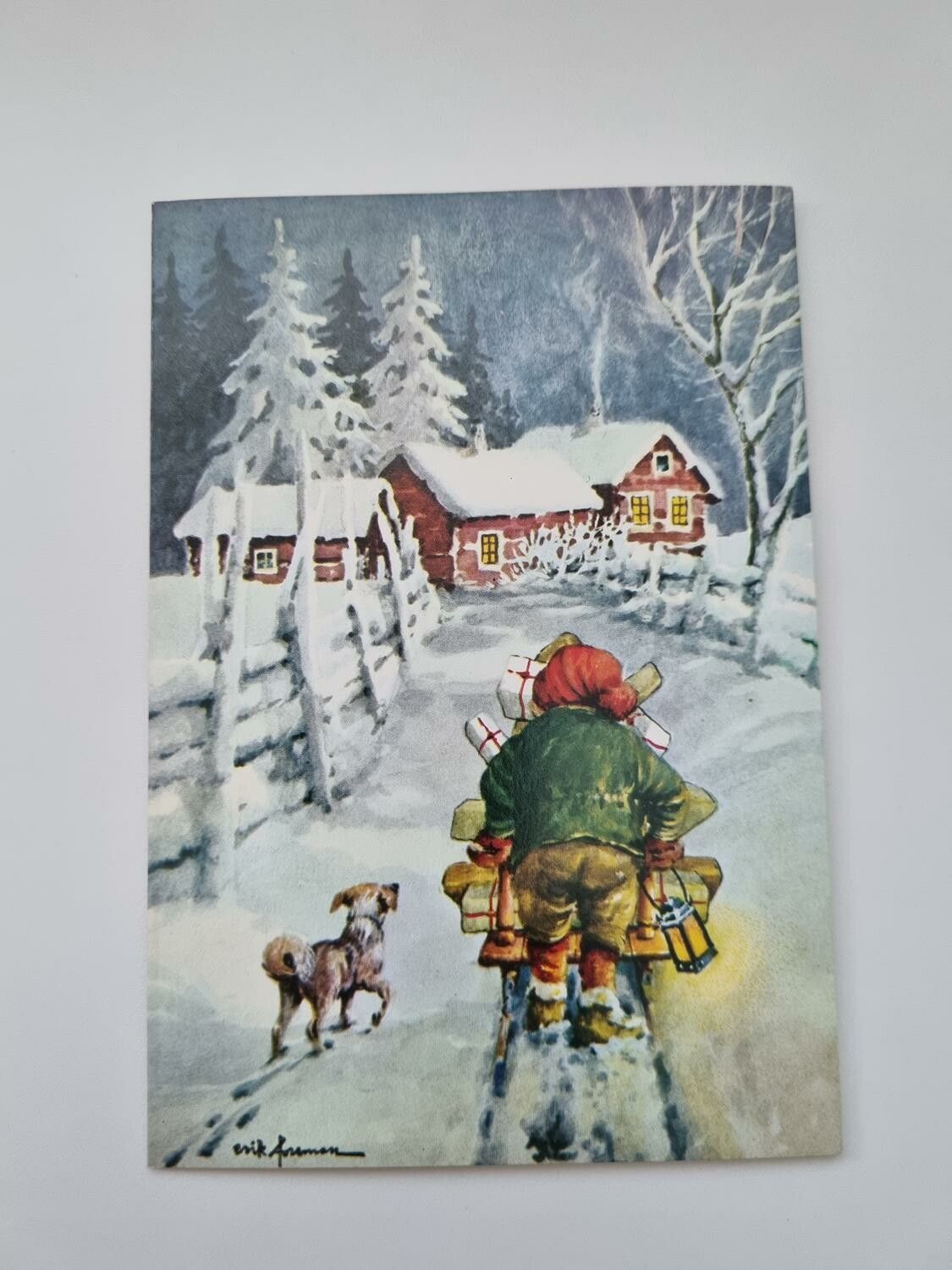 Vykort - Dubbelt vykort / Julkort Erik Forsman