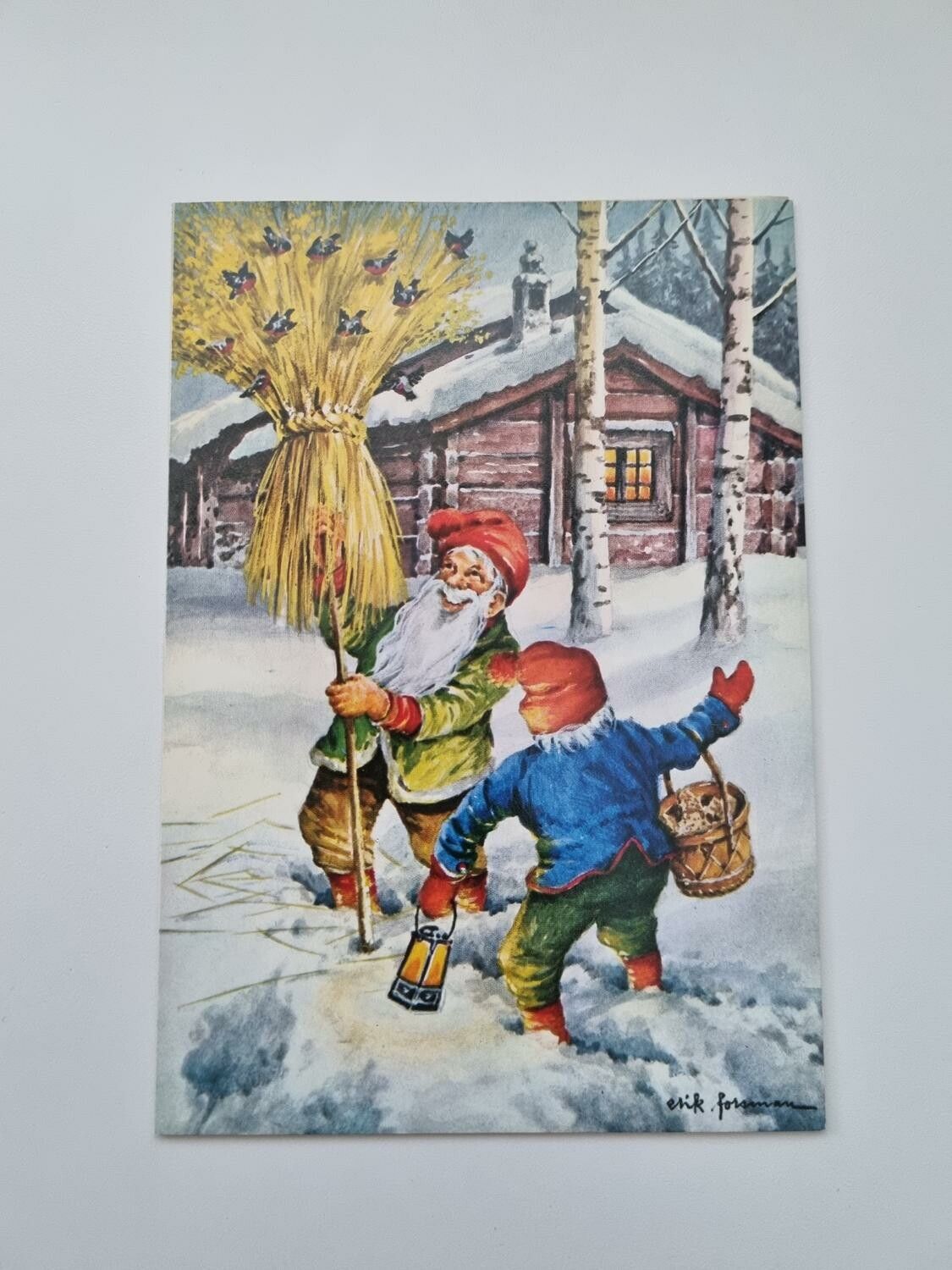 Vykort - Dubbelt vykort / Julkort Erik Forsman