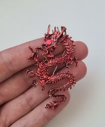 Brosch - Drake / kinesisk drake (röd)