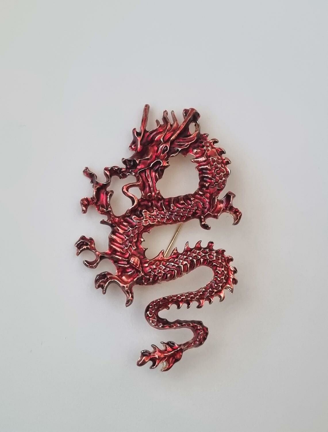Brosch - Drake / kinesisk drake (röd)