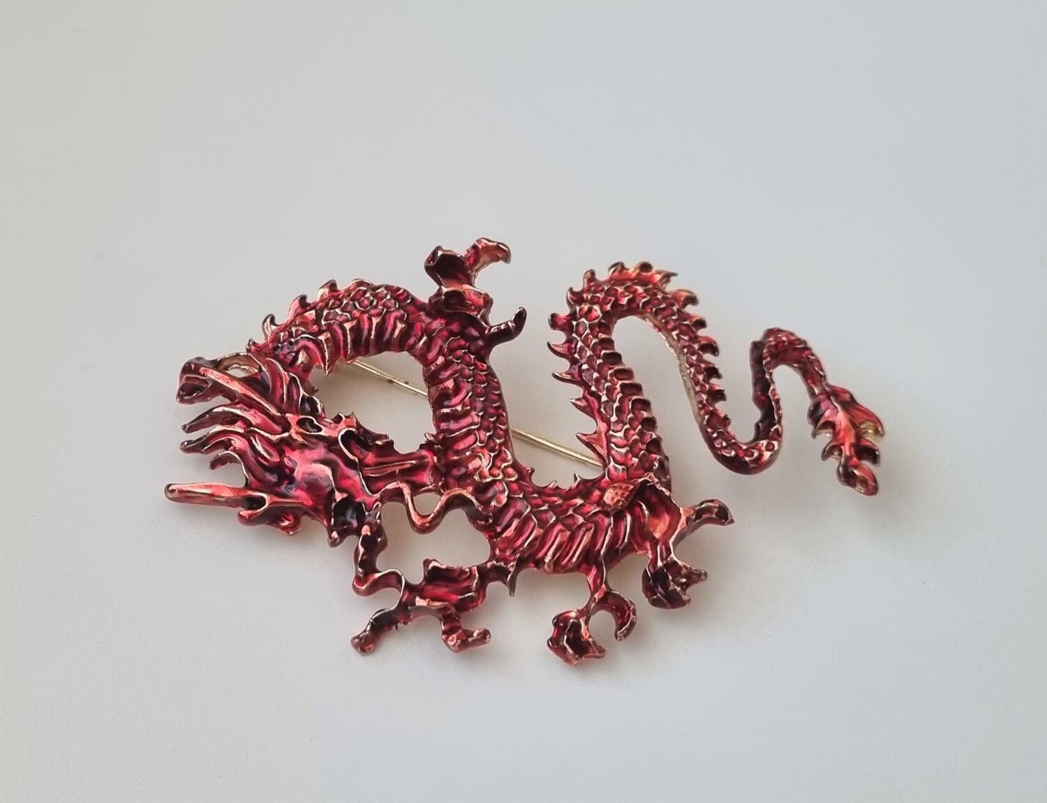 Brosch - Drake / kinesisk drake (röd)