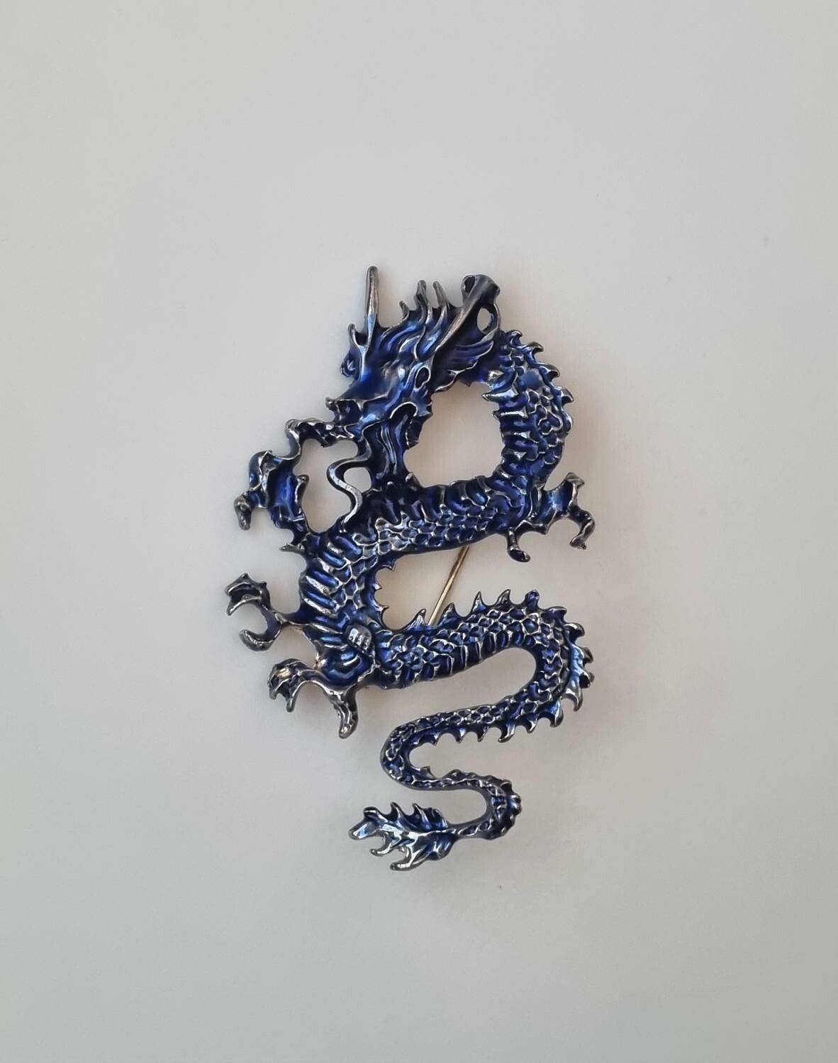 Brosch - Drake / kinesisk drake (blå)