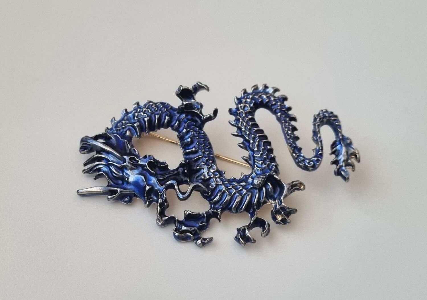Brosch - Drake / kinesisk drake (blå)