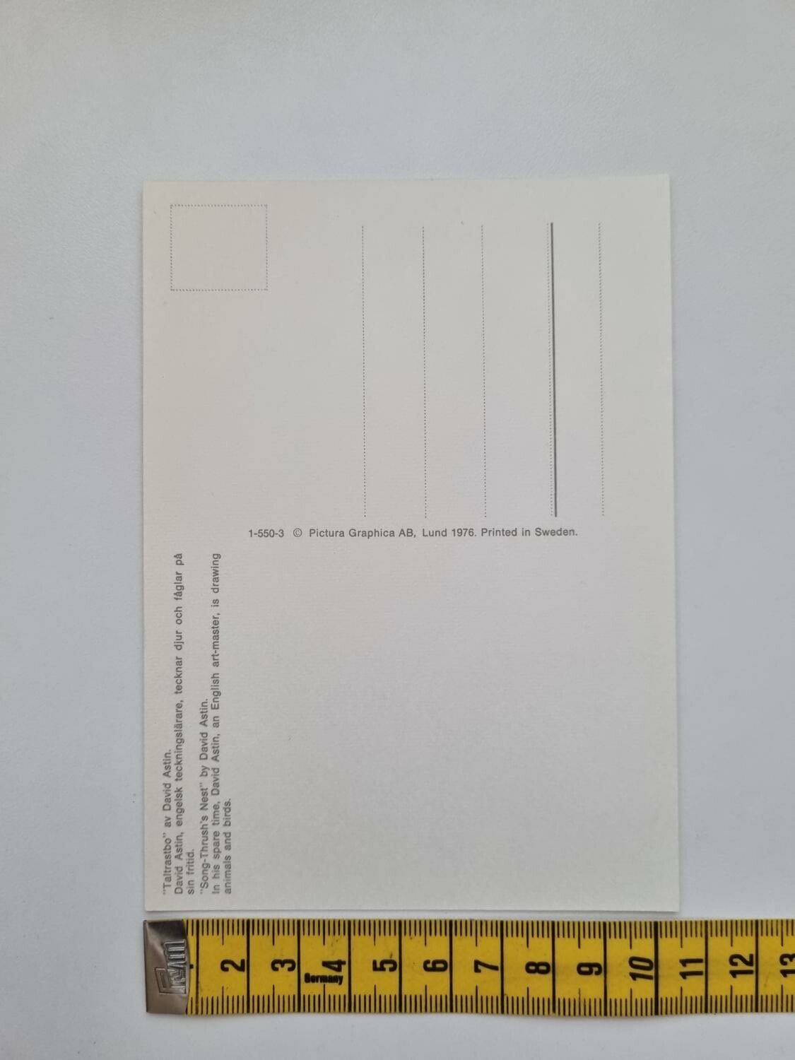 Vykort - David Astin, Taltrastbo