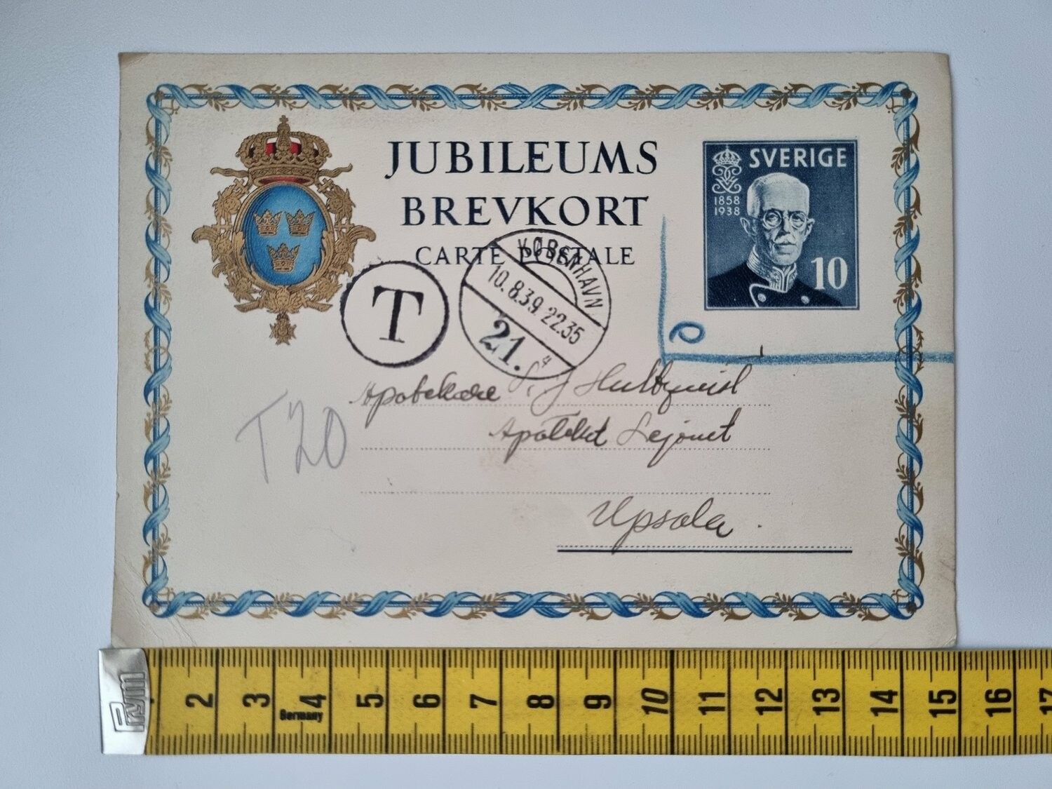 Censurbrev, Köpenhamn till Uppsala, 1939