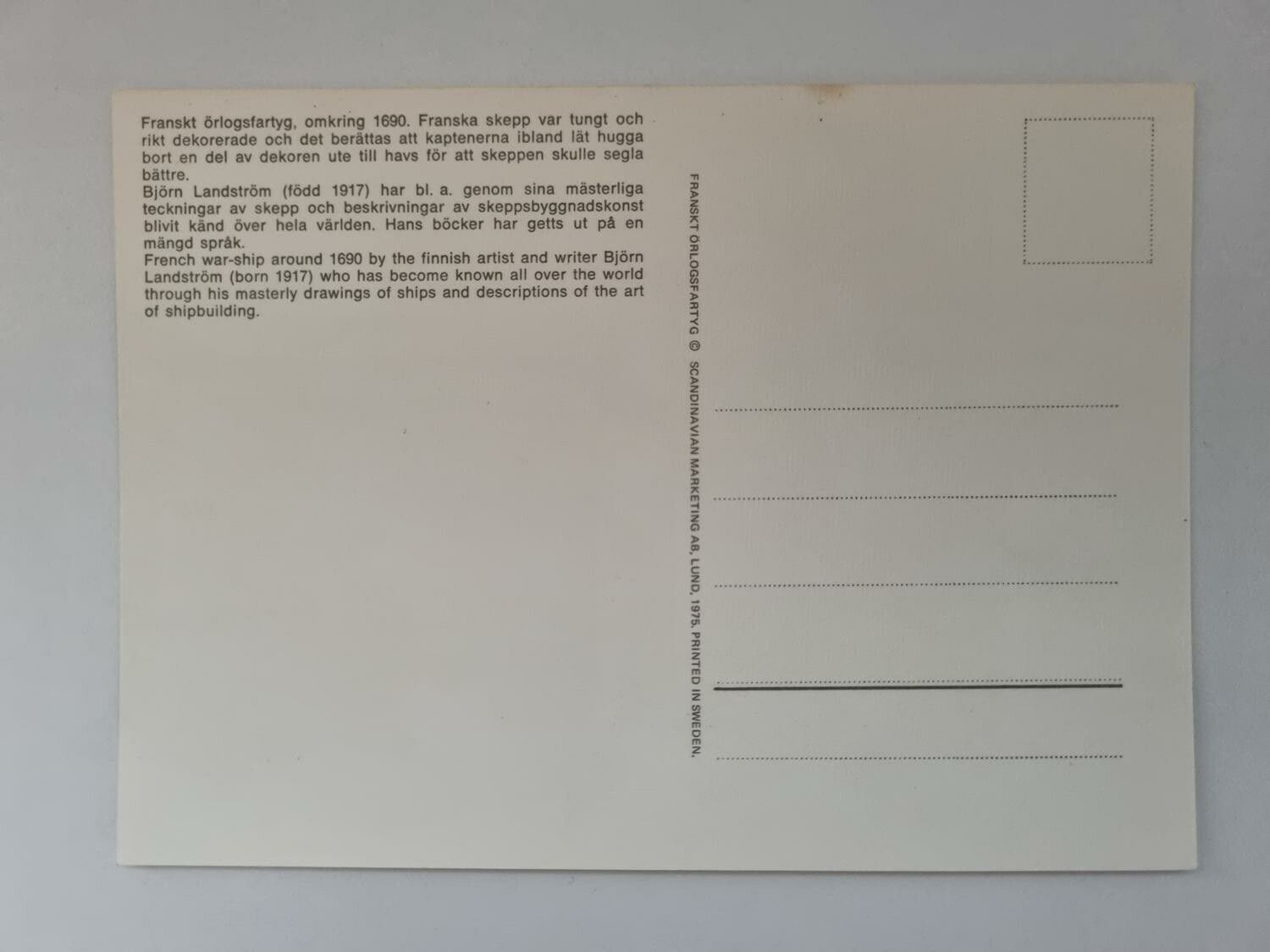 Vykort - Björn Landström, Franskt örlogsfartyg