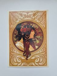Vykort - Alphonse Mucha, La Brunette