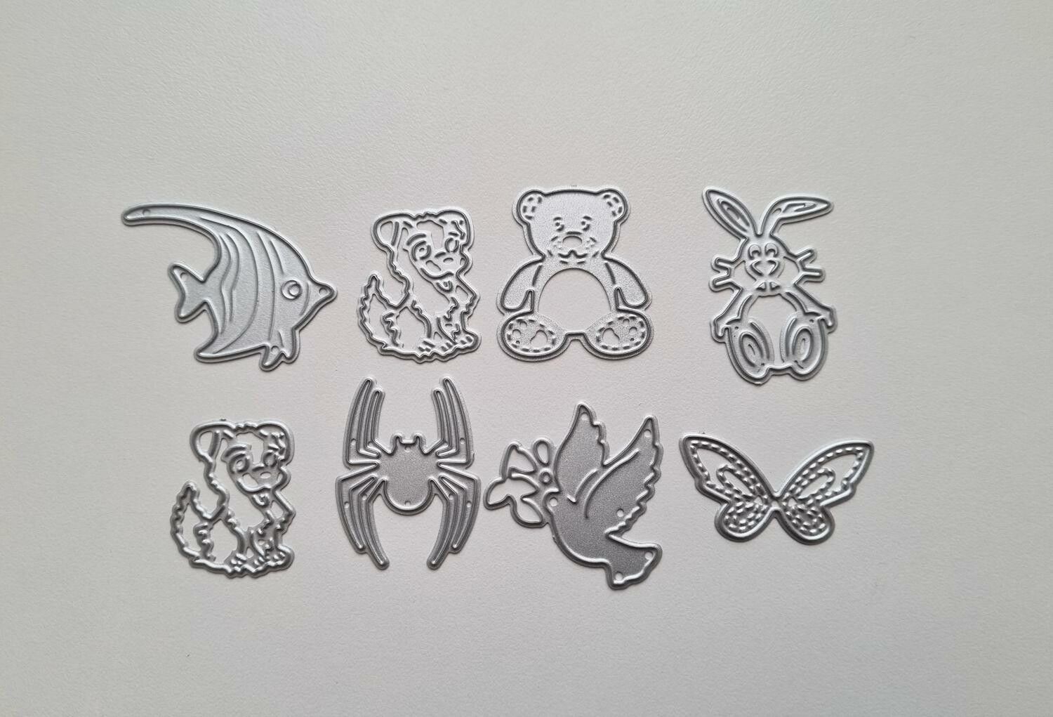 Scrapbooking, 7 st dies, cutting dies (djur)