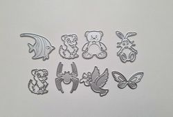 Scrapbooking, 7 st dies, cutting dies (djur)