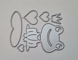 Scrapbooking, 6 st dies, cutting dies (Groda, hjärtan och damm)