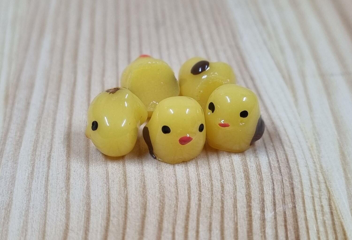5 st handmålade kycklingar, mini kycklingar