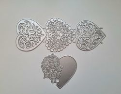 Scrapbooking, dies, cutting dies (hjärtan, 4 st)