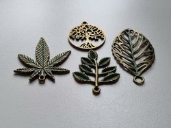 4 st fina berlocker hängen charms (löv och träd)