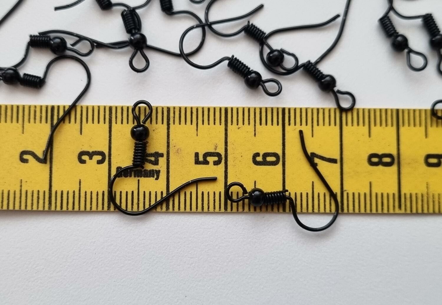 20 st örhängeskrokar i rostfritt stål (12 x 20 mm) - Svarta