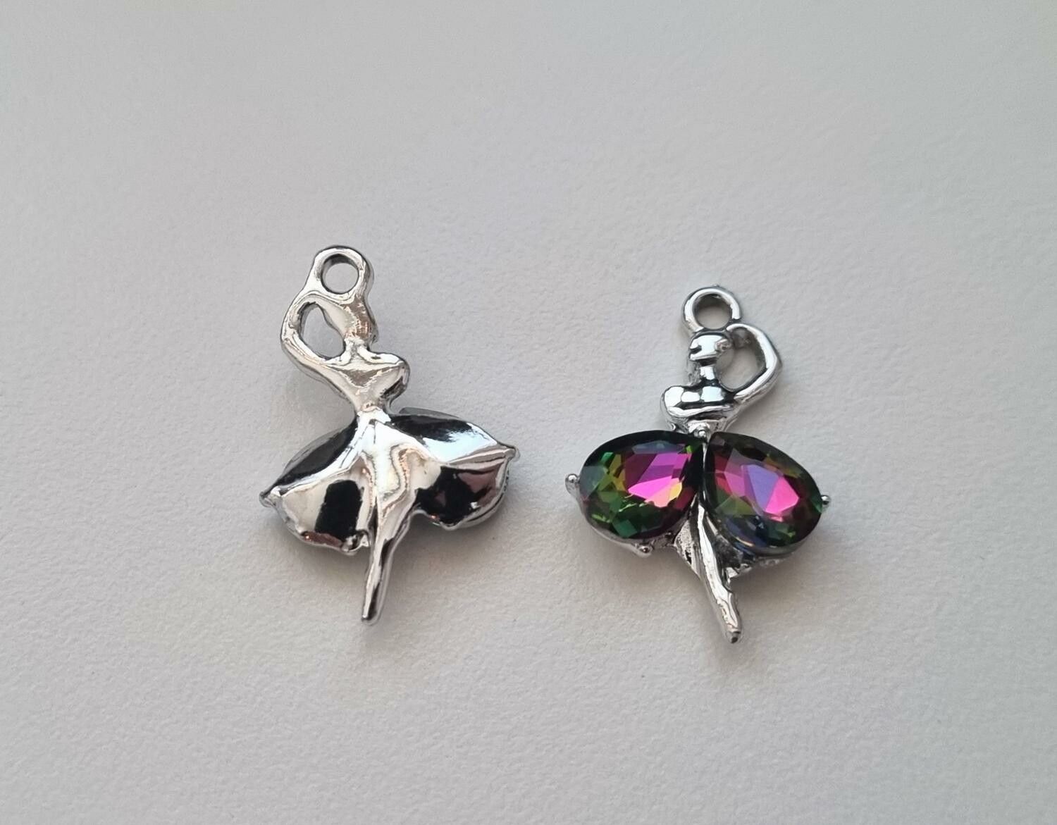 2 st ballerinor hängen / berlocker / charms till smyckestillverkning