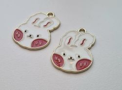 2 st Kaniner hängen / berlocker / charms till smyckestillverkning