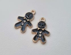 2 st pepparkaksgubbar hängen / berlocker / charms till smyckestillverkning