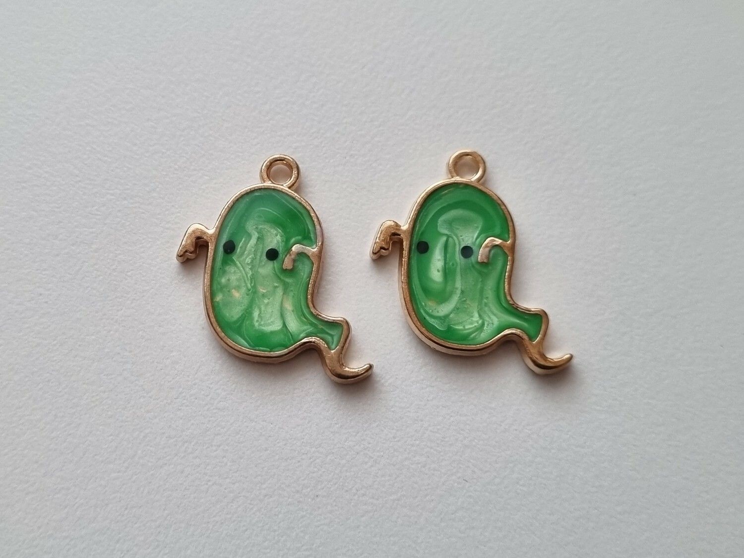 2 st gulliga spöken, Berlocker / charms för smyckestillverkning