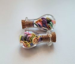 2 st små glasflaskor, flaskor med kork miniatyrer glasburkar