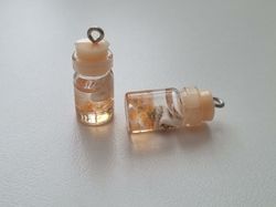 2 st små glasflaskor, flaskor med kork miniatyrer glasburkar