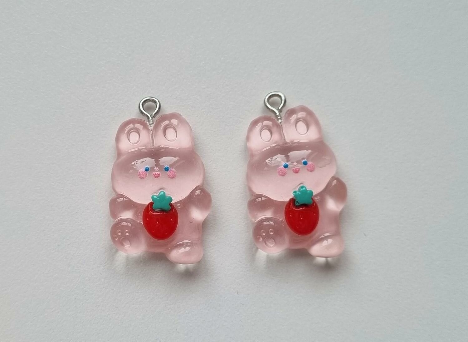 2 st rosa Nallar. Berlocker / hänge / charm