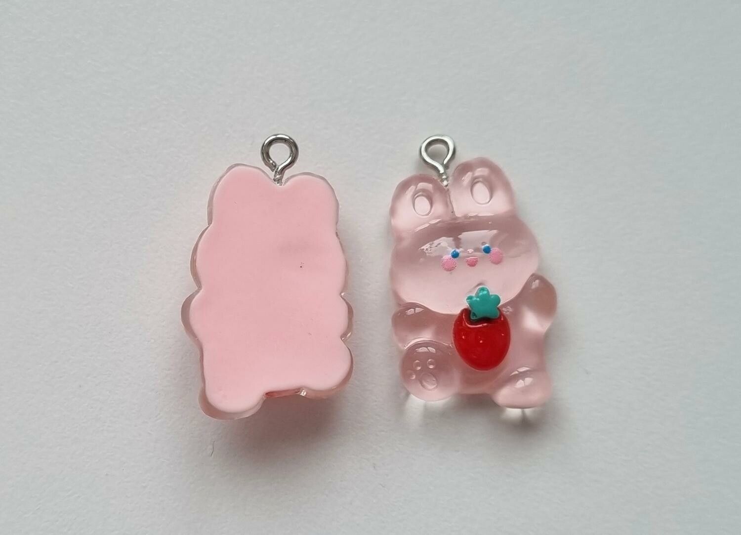 2 st rosa Nallar. Berlocker / hänge / charm