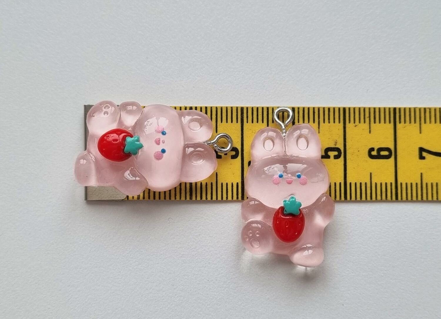 2 st rosa Nallar. Berlocker / hänge / charm