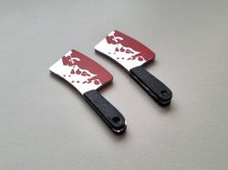 2 st halloween köttyxor. Berlocker / charms för smyckestillverkning