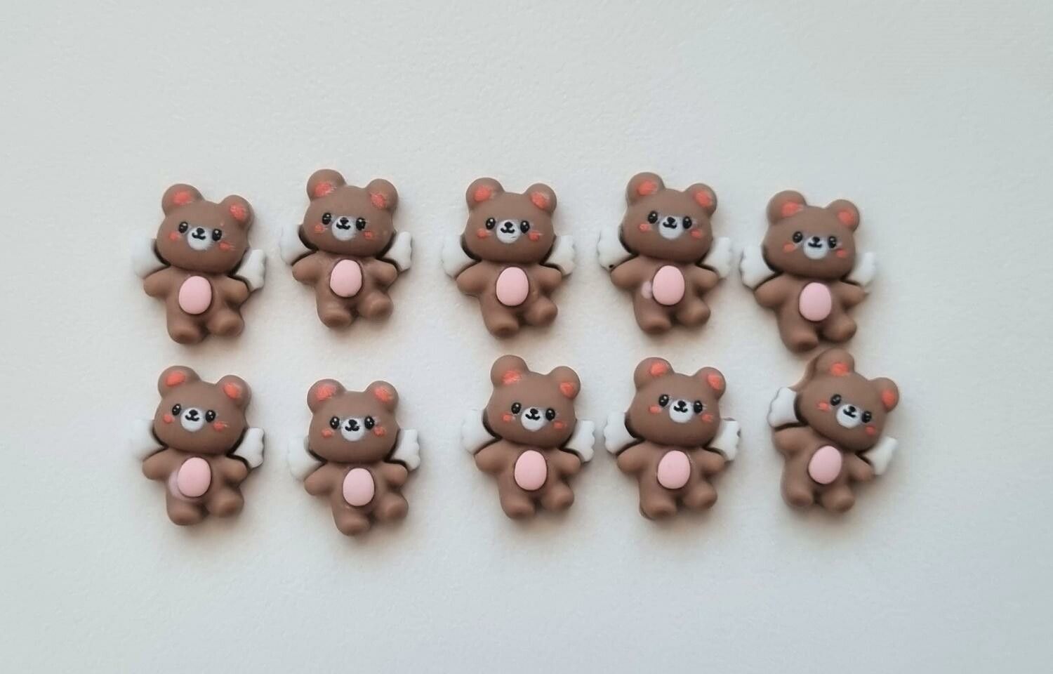 10 st små björnar med änglavingar / flatbacks för dekoration, scrapbooking