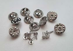 10 st silverfärgade fjärilslås / klämstift för att göra pins