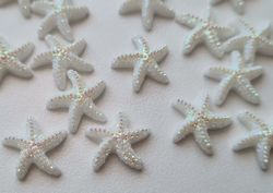 10 st små vita sjöstjärnor, flatbacks för dekoration, scrapbooking mm