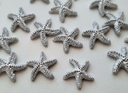 10 st små grå sjöstjärnor, flatbacks för dekoration, scrapbooking mm