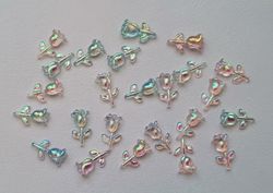 10 st små rosor / blommor. Flatbacks för dekoration, scrapbooking mm