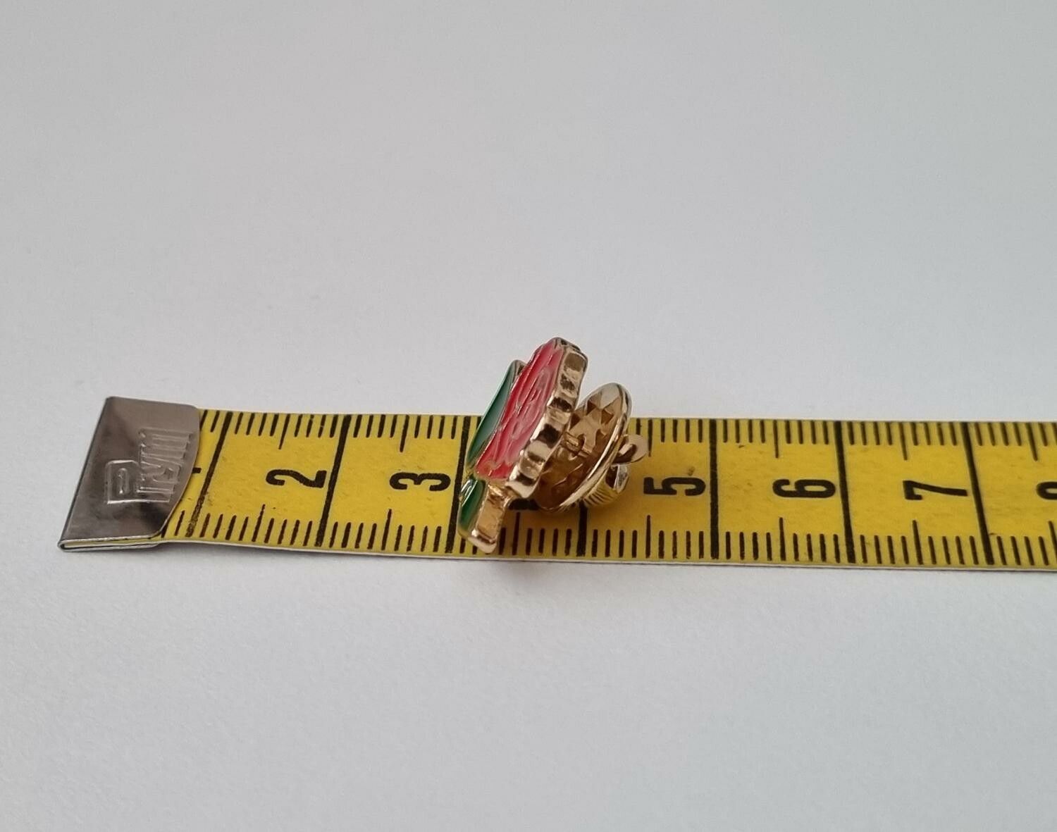 Pins, röd liten ros