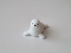 Söt liten vit säl / minisäl, miniatyr (3,5 cm lång)
