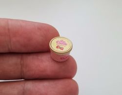1 st bägare / glass (jordgubb) Miniatyr till dockskåp, tittskåp