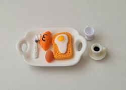 1 st frukostbricka (7 delar) Miniatyrer till dockskåp, tittskåp