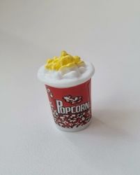 1 st popcornburk (röd) Miniatyr för dockskåp / tittskåp