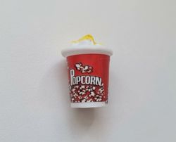 1 st popcornburk (röd) Miniatyr för dockskåp / tittskåp