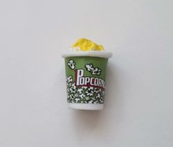 1 st popcornburk (grön) Miniatyr för dockskåp / tittskåp