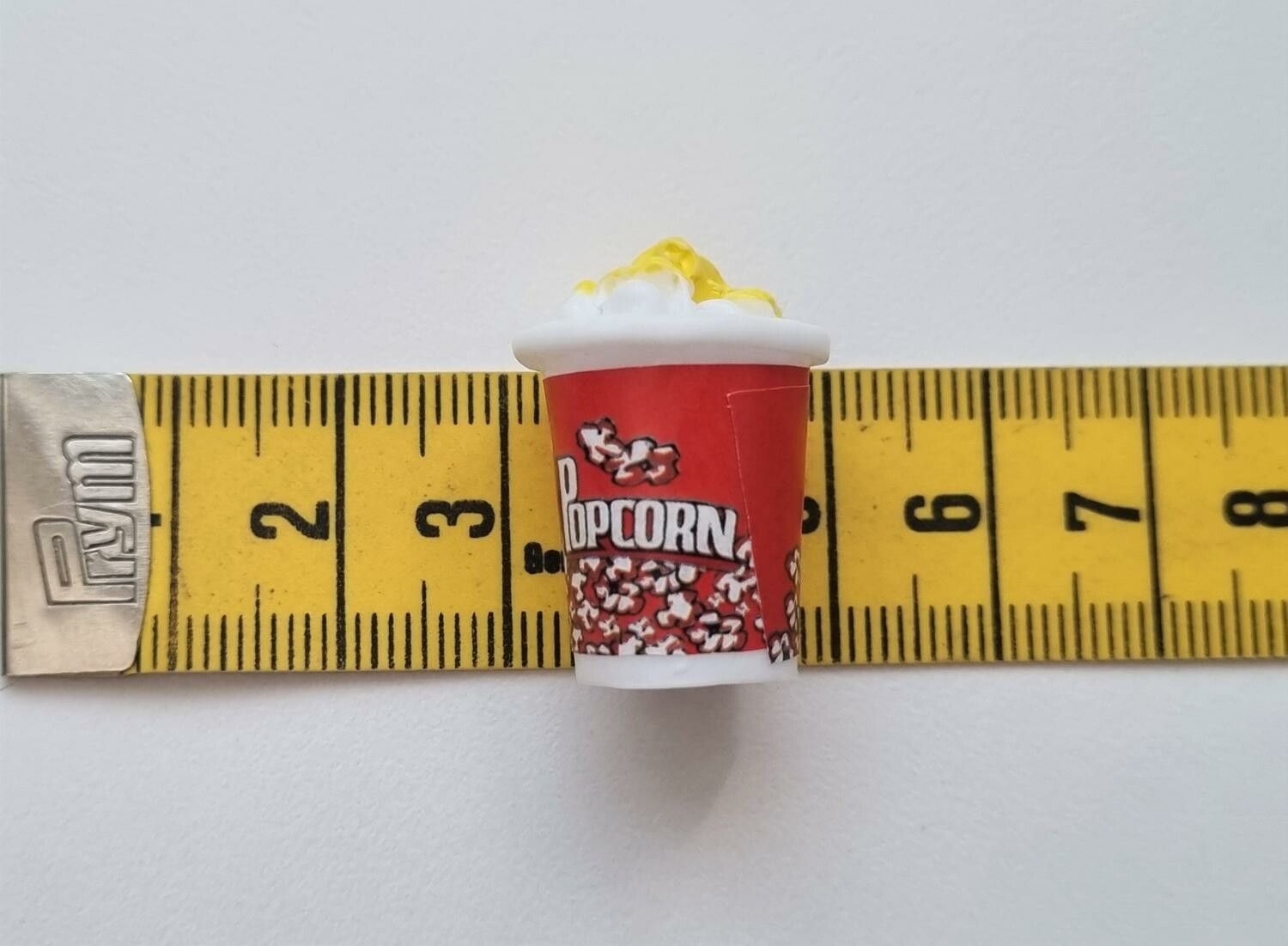 1 st popcornburk (röd) Miniatyr för dockskåp / tittskåp