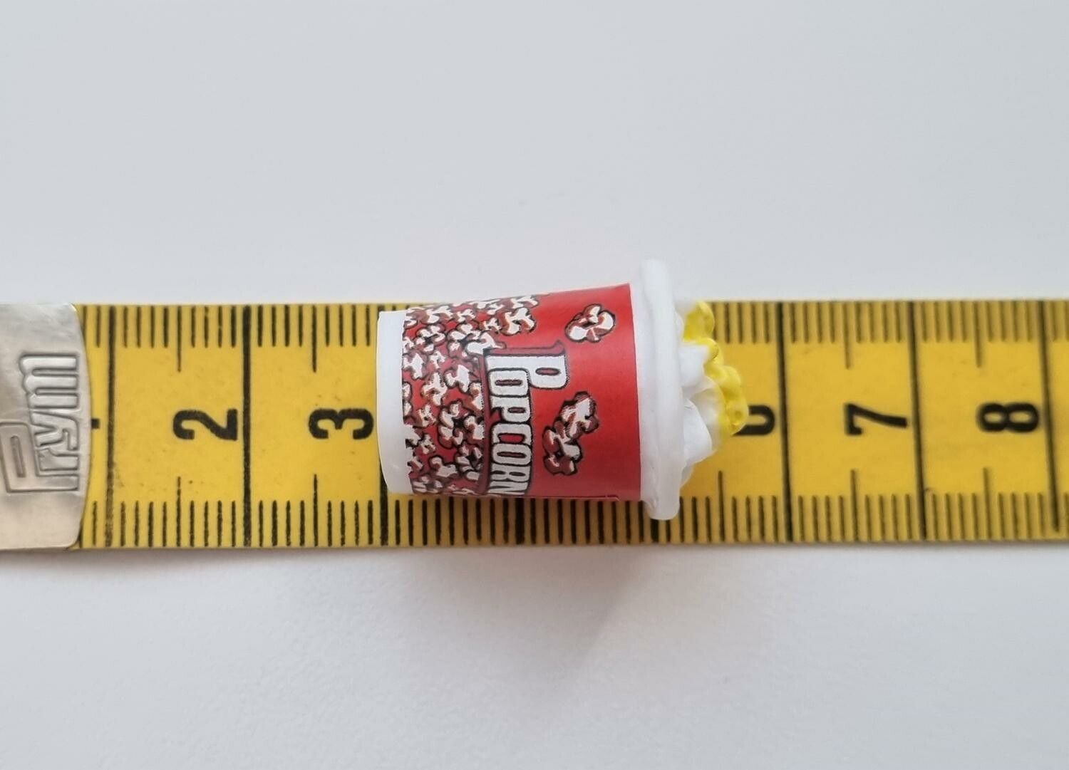 1 st popcornburk (röd) Miniatyr för dockskåp / tittskåp