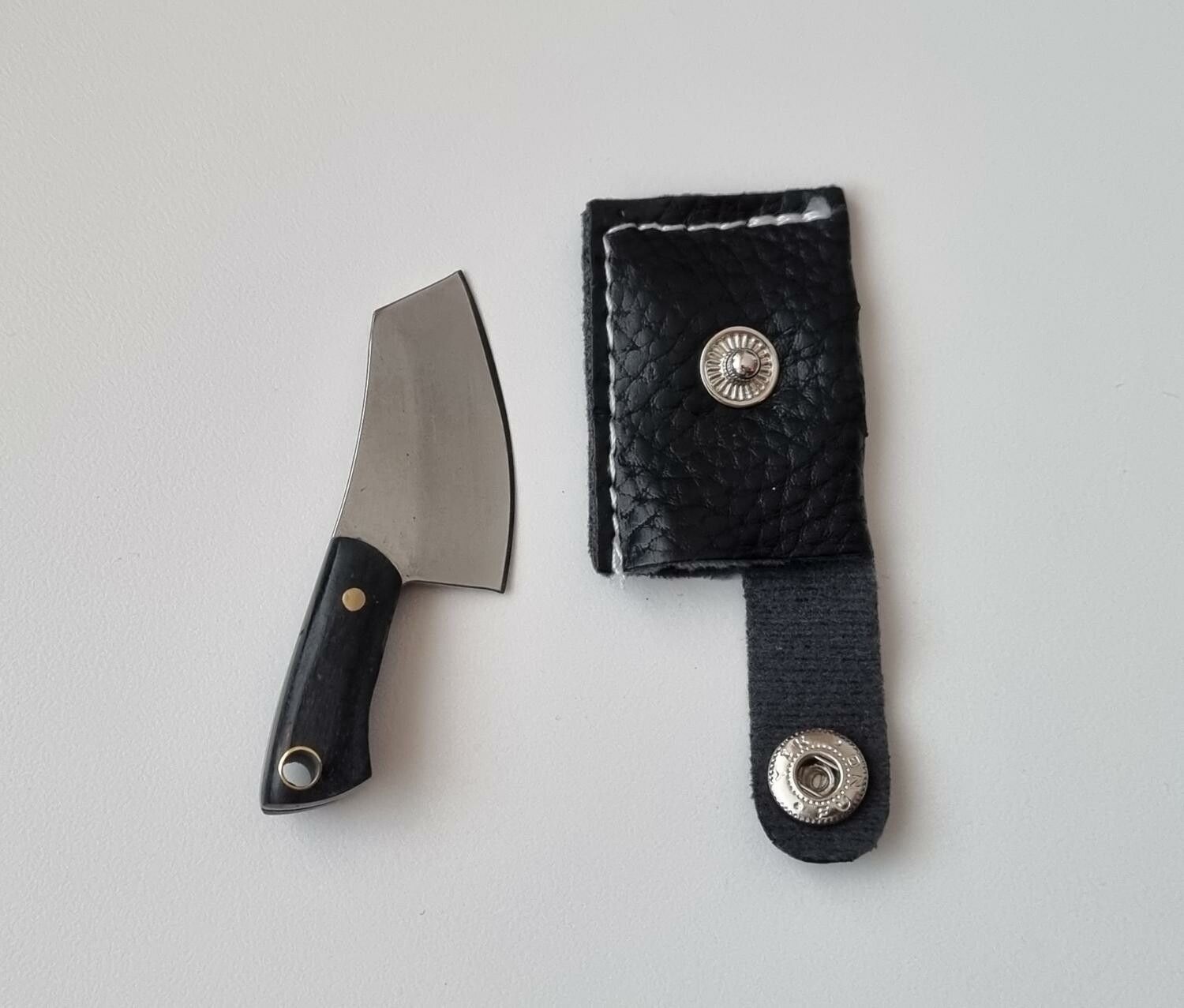 Gullig liten miniatyrkniv / minikniv med fodral
